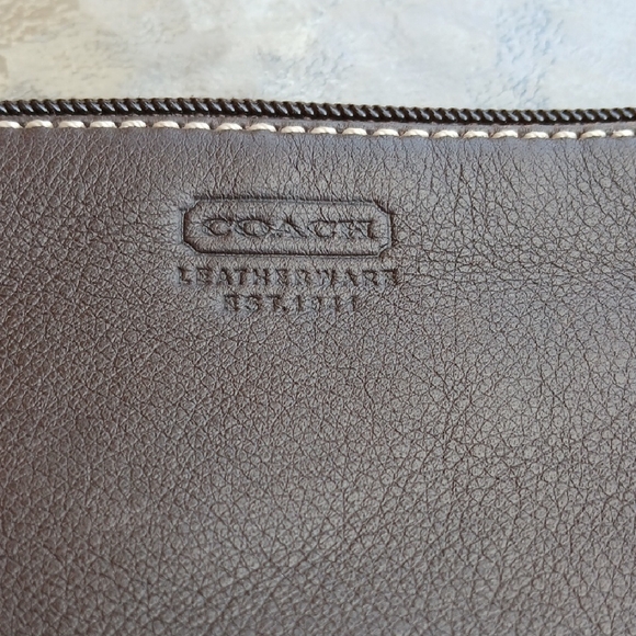 Coach Dark Brown Leather Wristlet - Picture 2 of 10